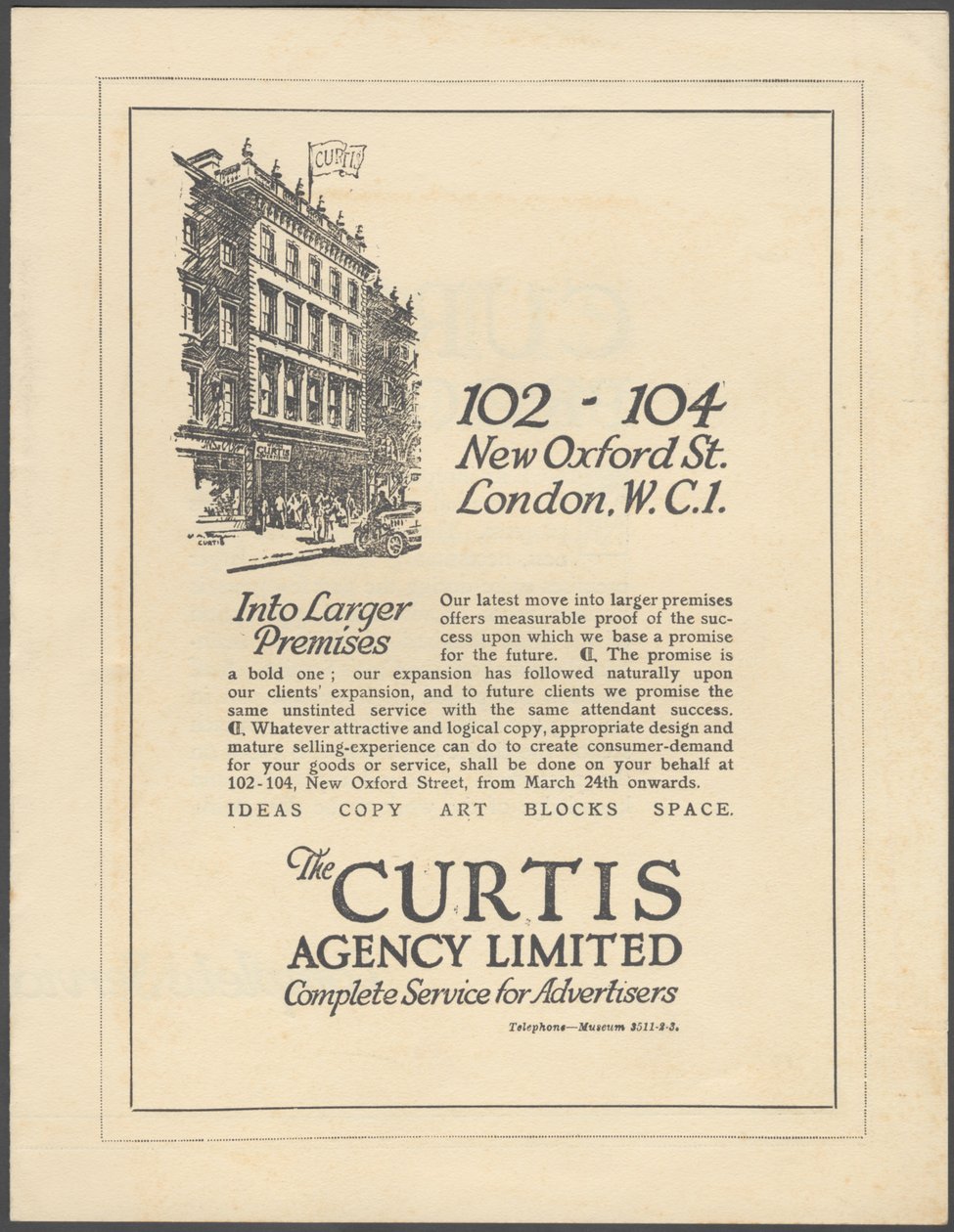 Agência de Publicidade Curtis, 1920s de Wilfred Fryer