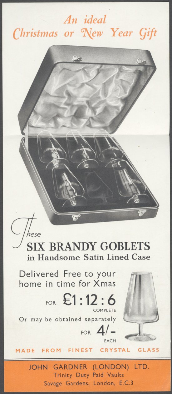 Copos de cristal John Gardner, década de 1920 de Wilfred Fryer