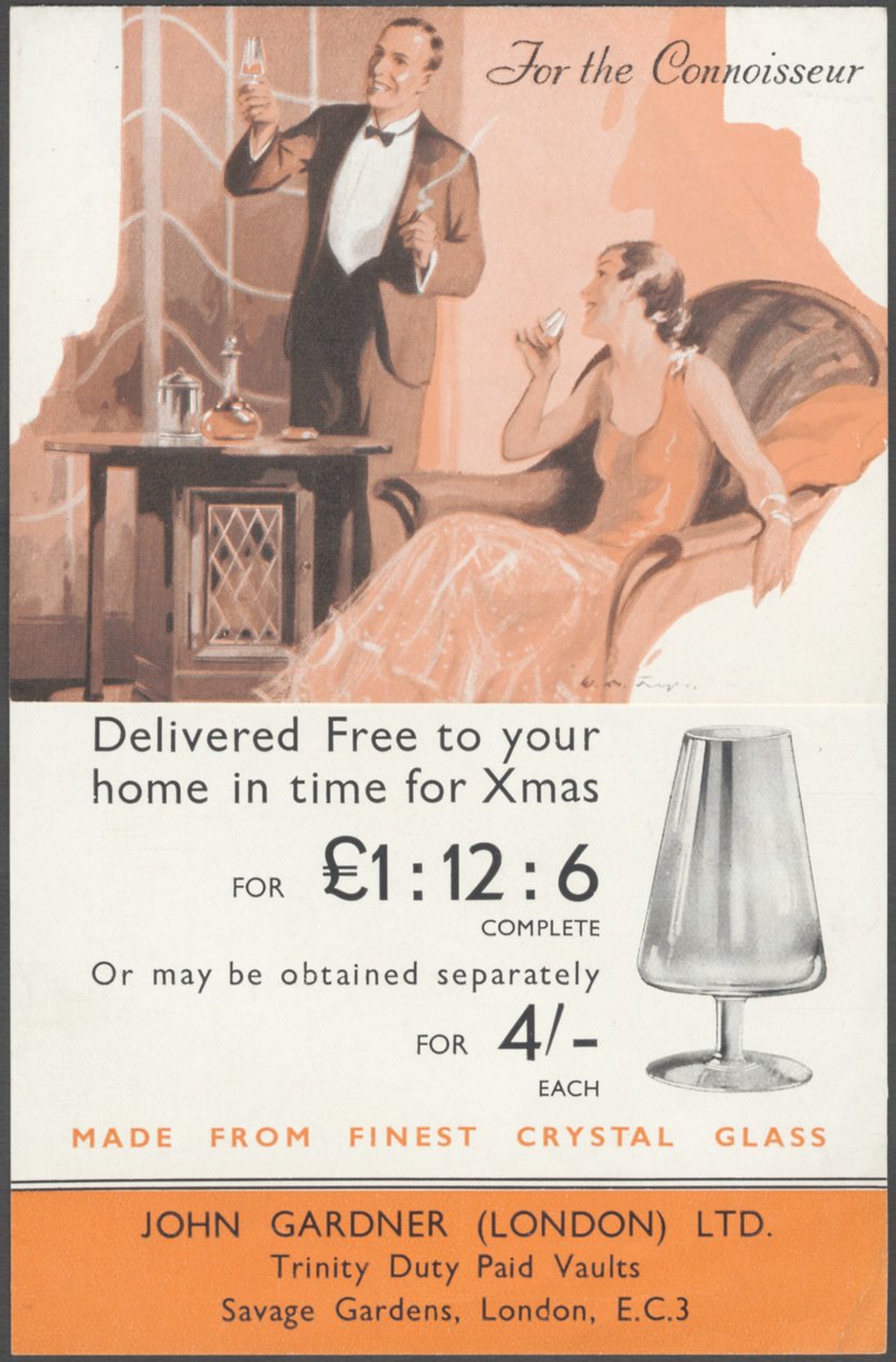 John Gardner Cystal Glassware, 1920s de Wilfred Fryer