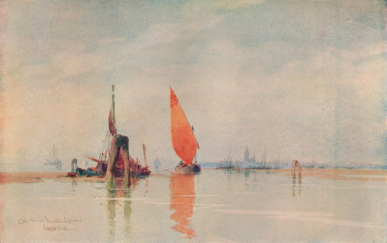 De manhã cedo. Lagoas de Veneza, c1917 de Wilfrid Williams Ball