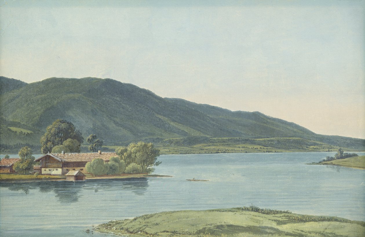 Tegernsee (óleo sobre papel colocado no cartão) de Wilhelm Alexander Kobell
