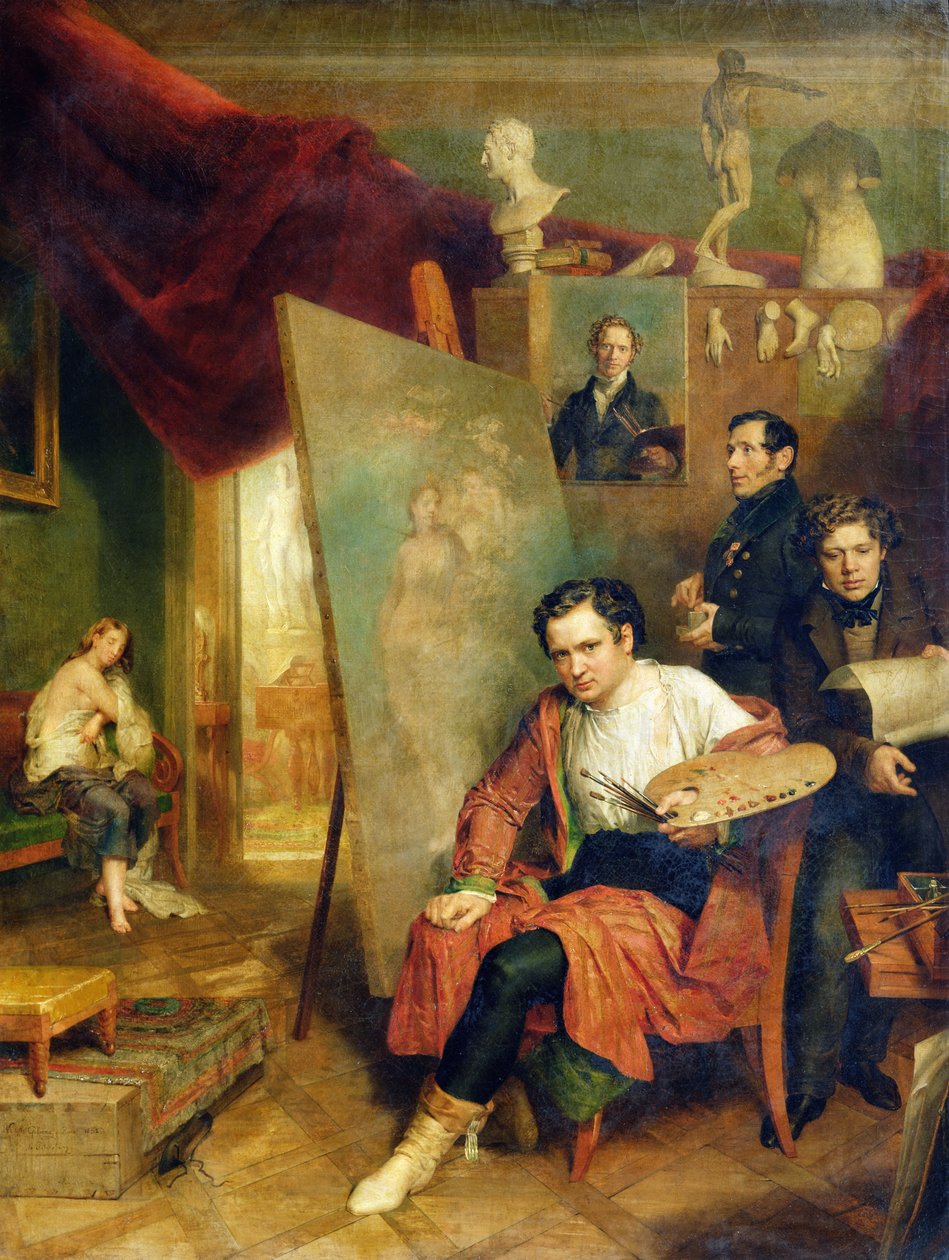 No estúdio do pintor, 1832 de Wilhelm August Golicke
