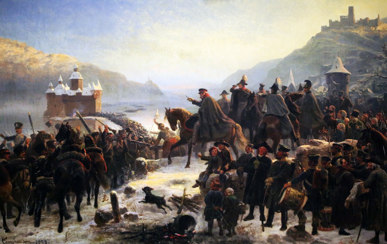 Travessia do Reno de Blücher em Kaub de Wilhelm Camphausen