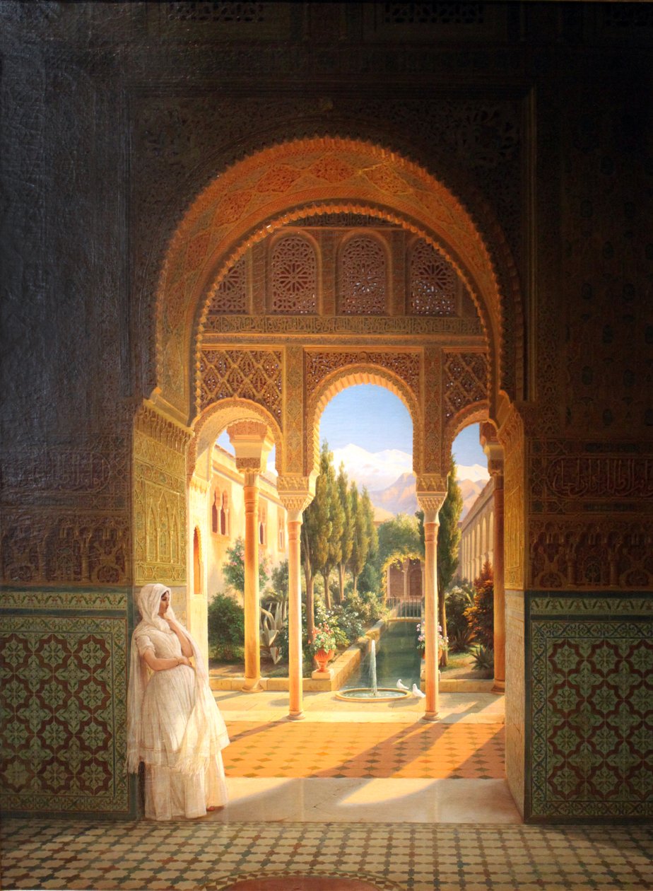 Generalife Palace e Patio de la Acequia perto do Alhambra em Granada de Wilhelm Meyer