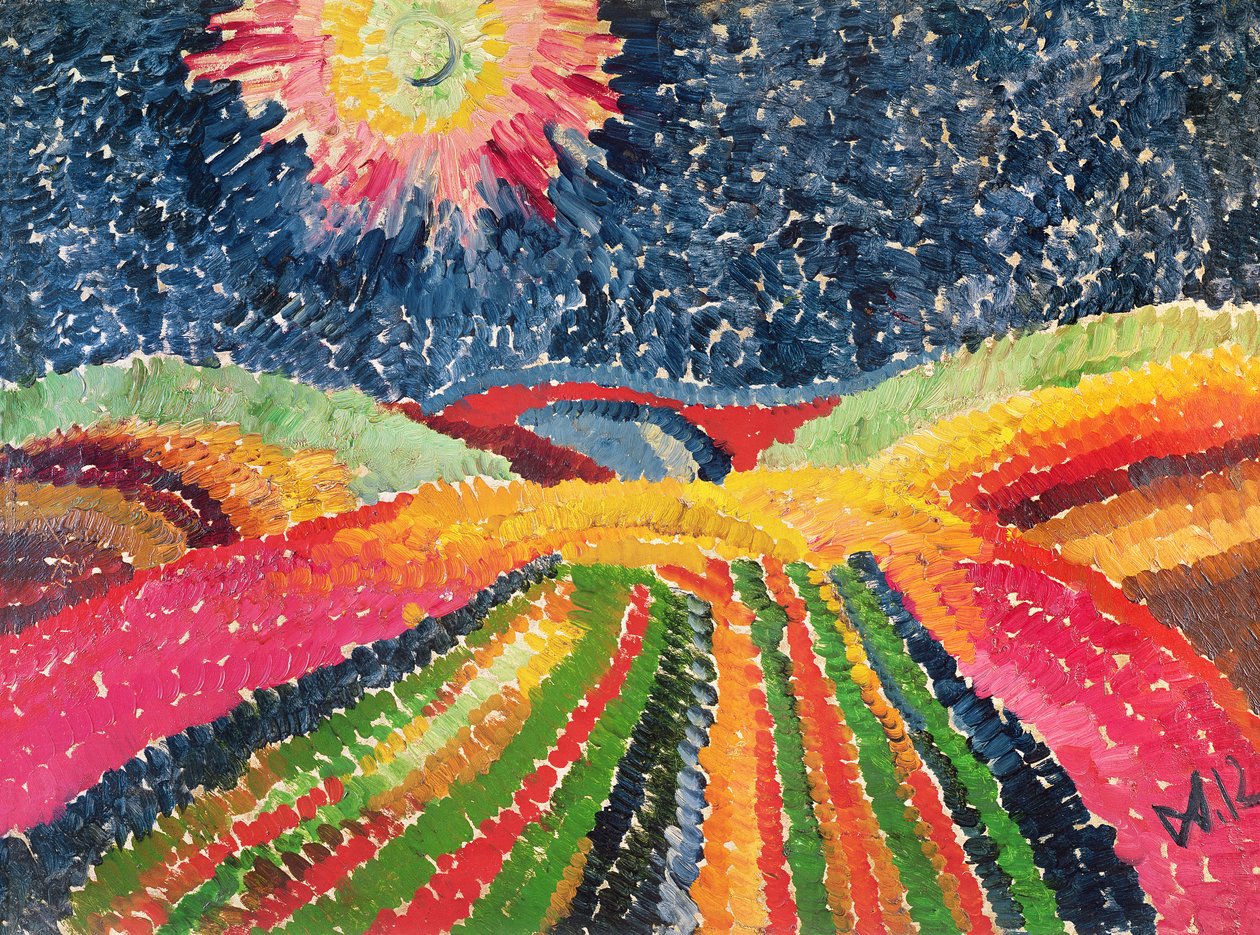 O Caminho, 1912 (óleo no papelão) de Wilhelm Morgner