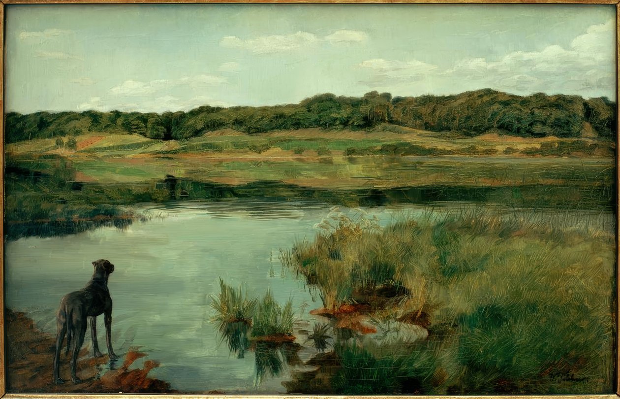 W.Trübner, Dogge am Weßlinger See de Wilhelm Trübner