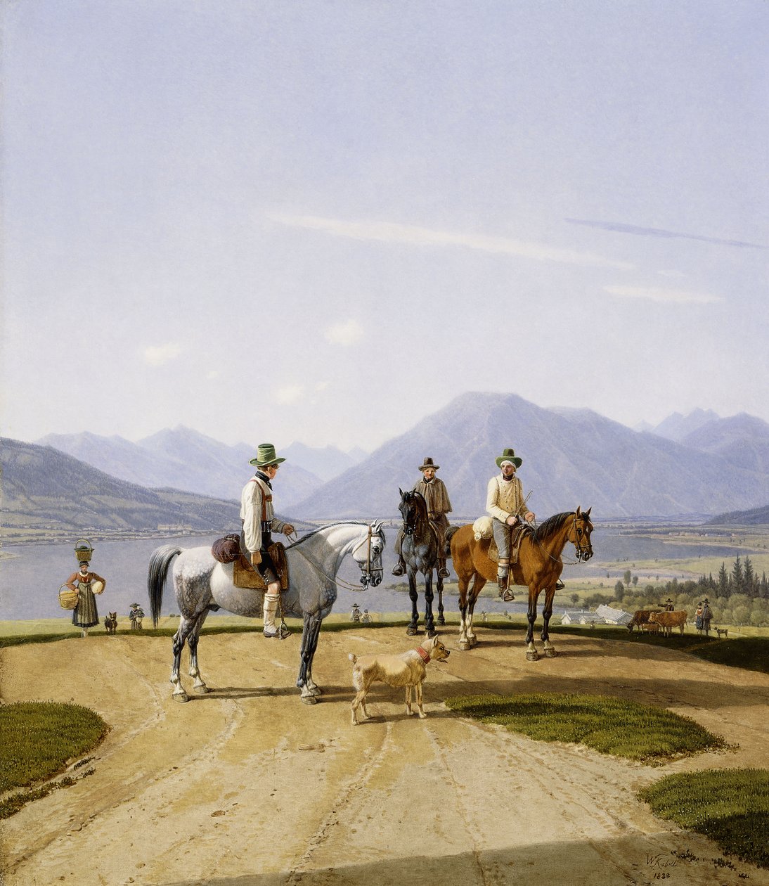 Cavaleiros no lago Tegernsee, 1838 de Wilhelm Alexander Kobell