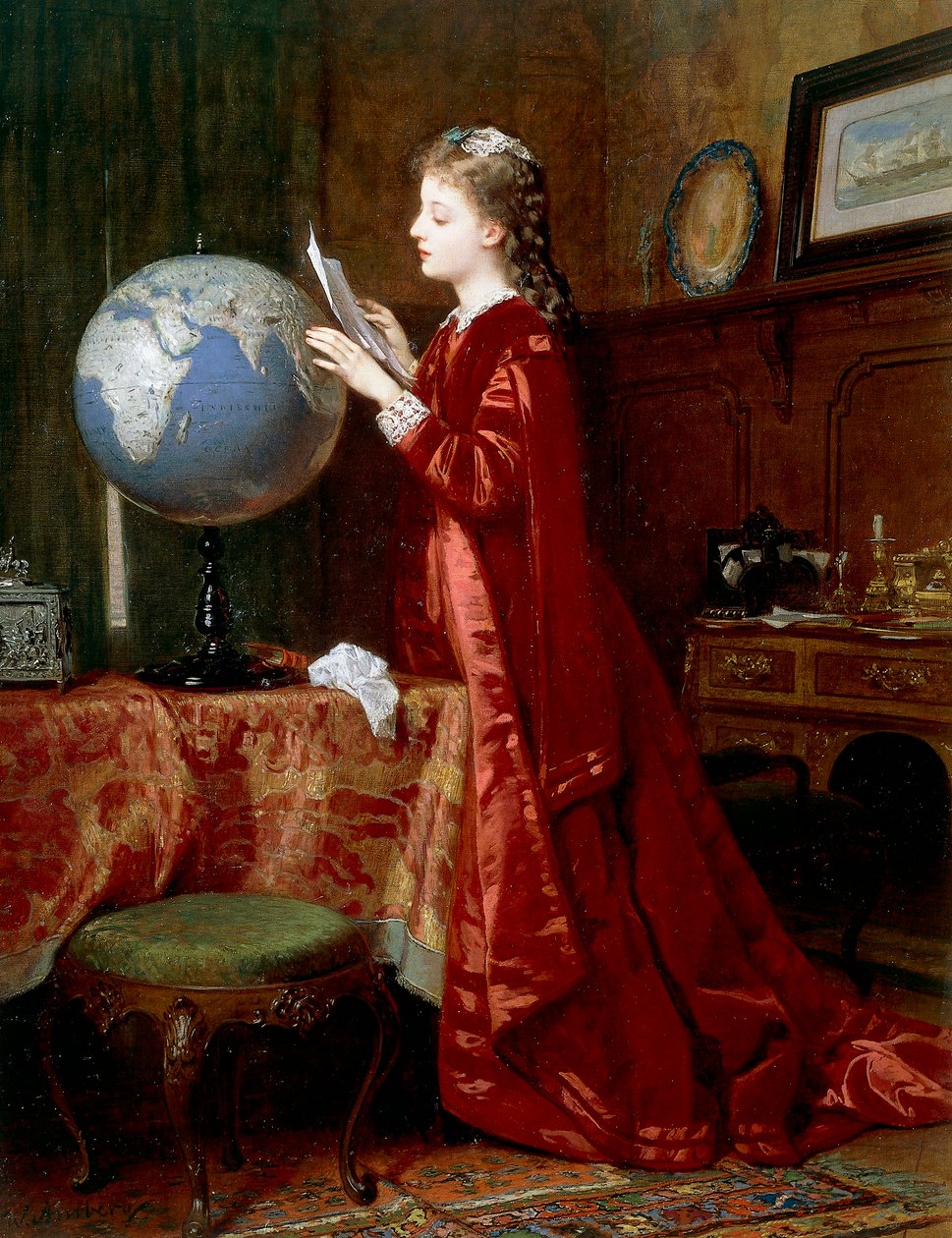 Lugares distantes, por Wilhelm Amberg (1822-1899), óleo sobre tela, 84x63 cm, Alemanha de Wilhelm Amberg