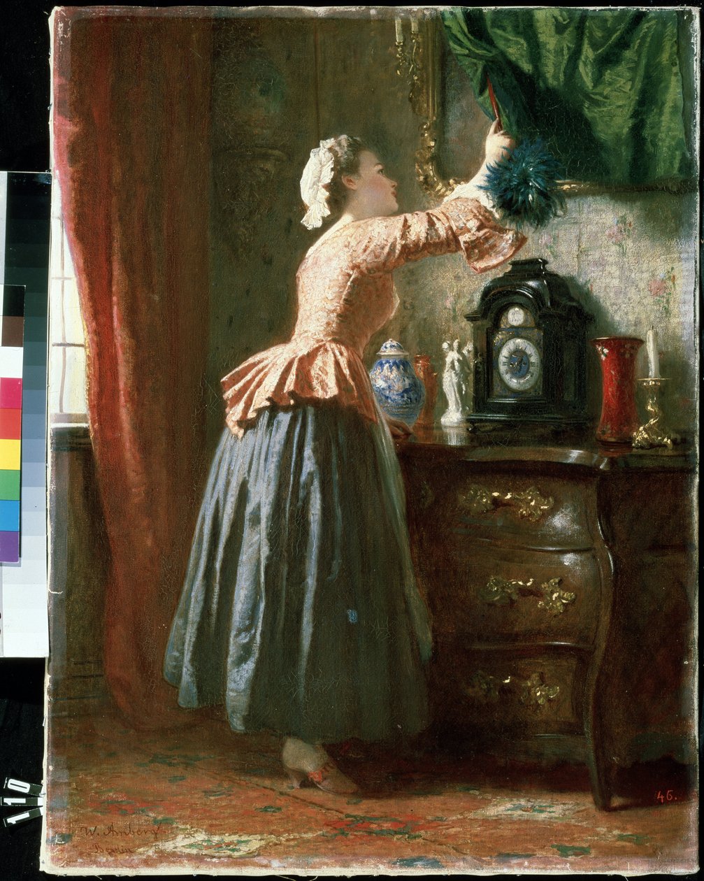 "La femme de chambre" (uma criada) Peinture de Wilhelm August Amberg (1822-1899) Mikhail Kroshitsky Art Museum, Sevastopol (Sebastopol) Ucrânia de Wilhelm Amberg