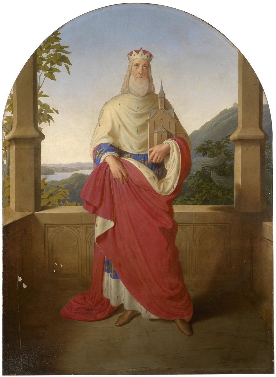 Bogdan Mandic, ou Frere Leopold dit Leopold de Castelnuovo - Saint Leopold devant le Danube et la montagne Leopoldsberg - Saint Leopold em frente a uma vista do Danúbio e o Leopoldsberg ao fundo, por Rieder, Wilhelm August (1796-1880). Óleo sobre tela de Wilhelm August Rieder