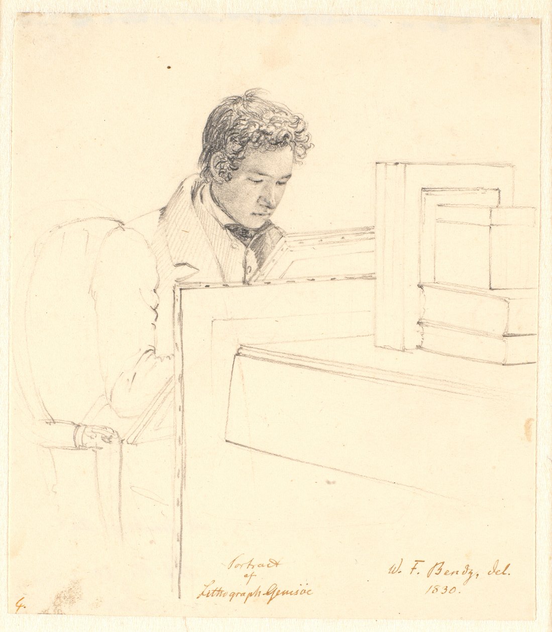 Retrato pelo litógrafo Peter Gemzøe de Wilhelm Bendz