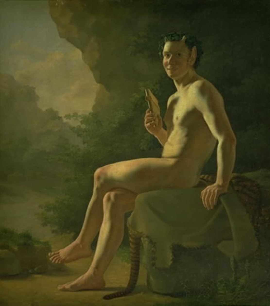 Jovem Pan em uma caverna. Figura modelo de Wilhelm Bendz