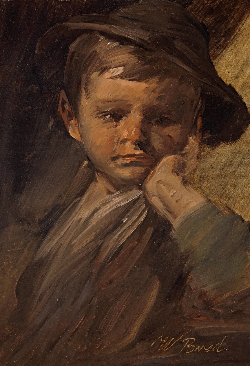 Retrato de um rapaz com um chapéu grande de Wilhelm Busch