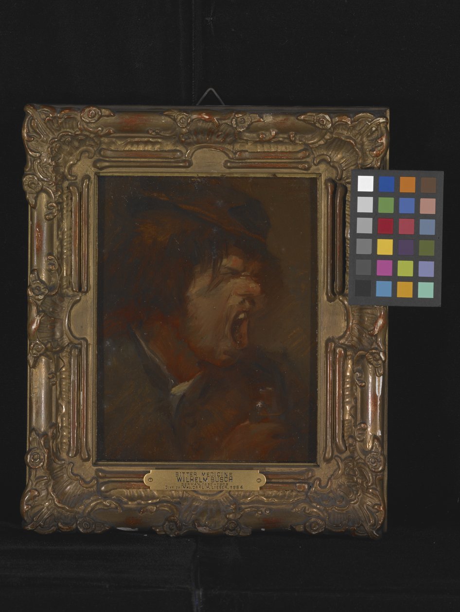 Medicina amarga (óleo sobre cartão) de Wilhelm Busch