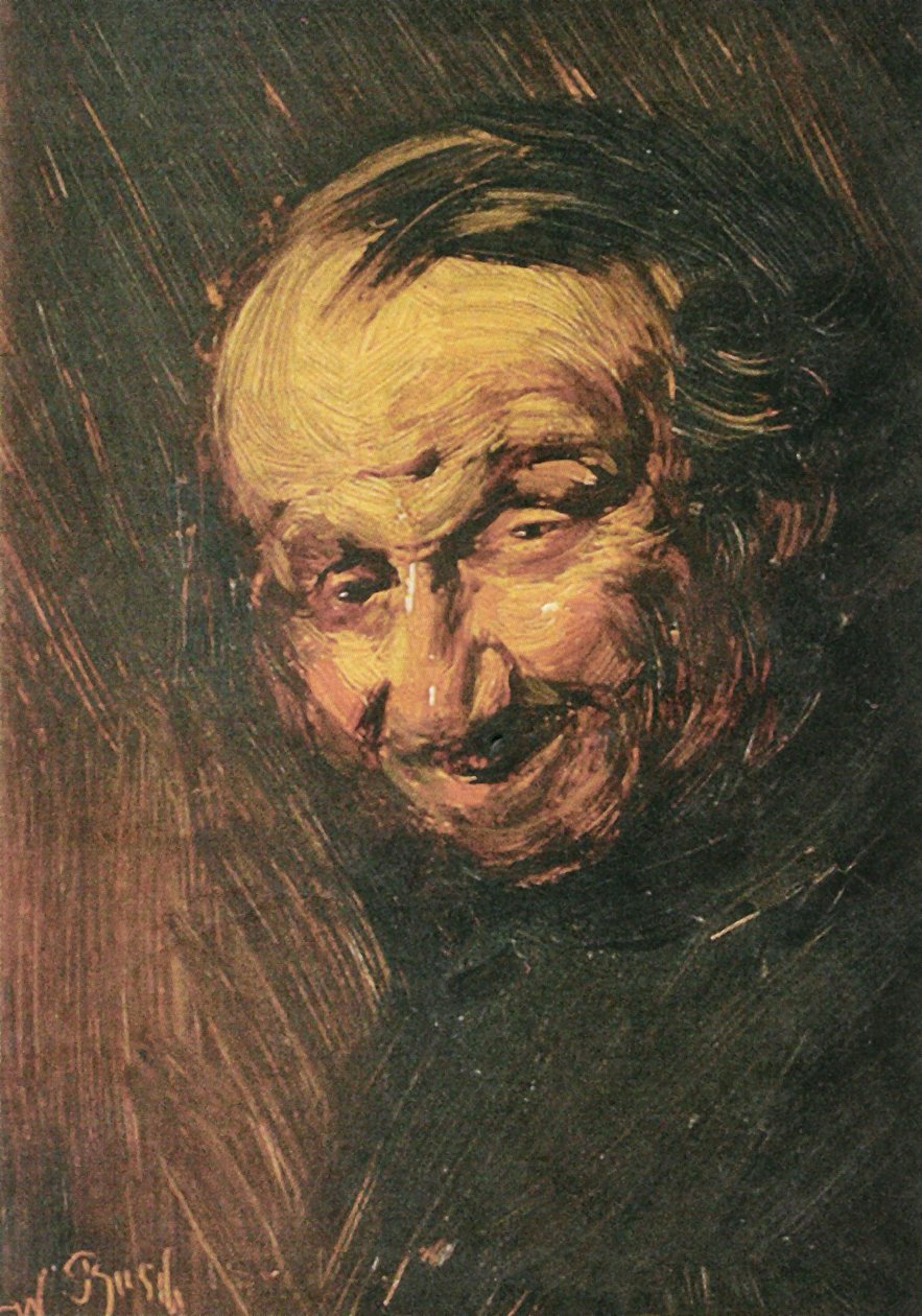 Alemão: The bone man, cabeça de um homem velho de Wilhelm Busch