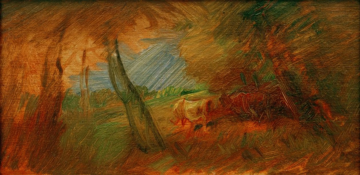 Prado de floresta outono com vacas de Wilhelm Busch