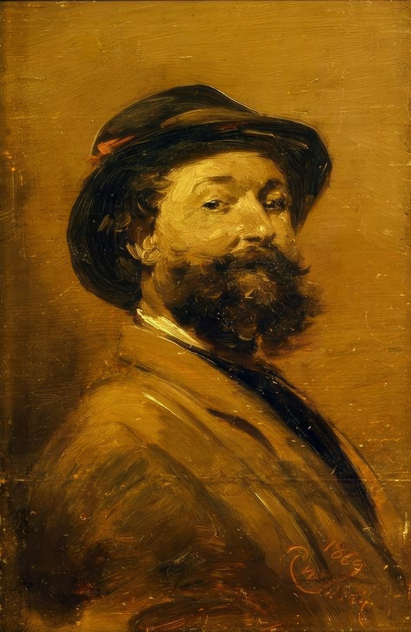 Auto-retrato em marrom cinza de Wilhelm Busch