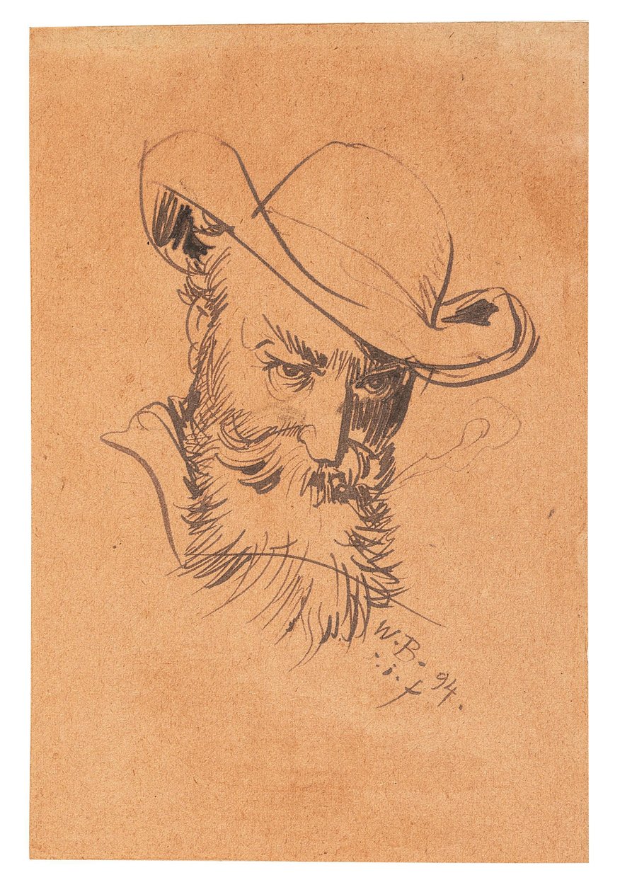 Autorretrato com chapéu, 1894. de Wilhelm Busch