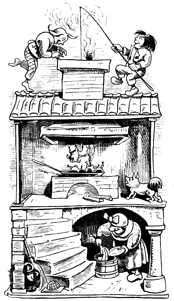 O truque da casa das viúvas segundo, 1865. de Wilhelm Busch