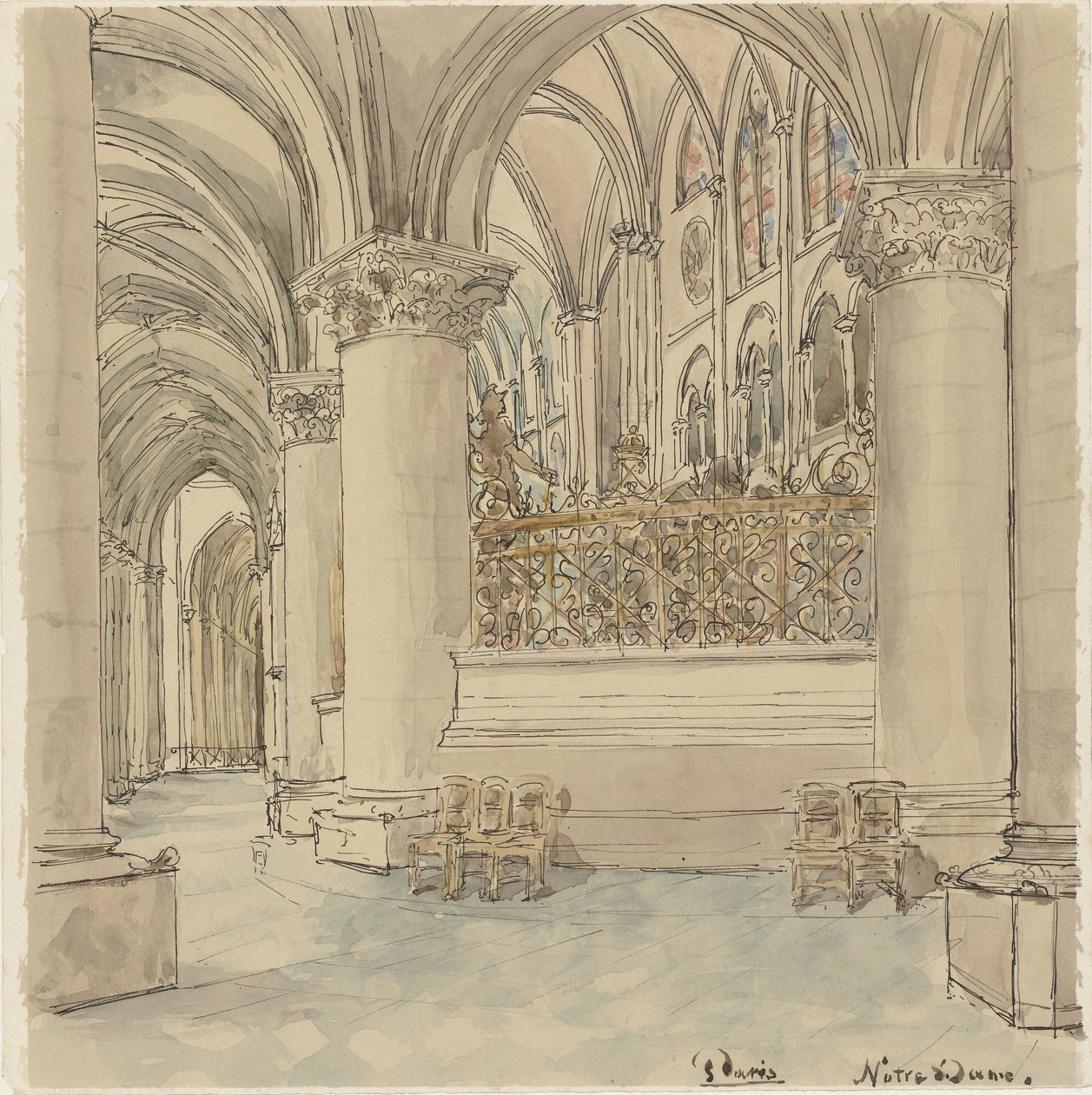 Interior de Notre-Dame em Paris de Wilhelm Cornelis Bauer