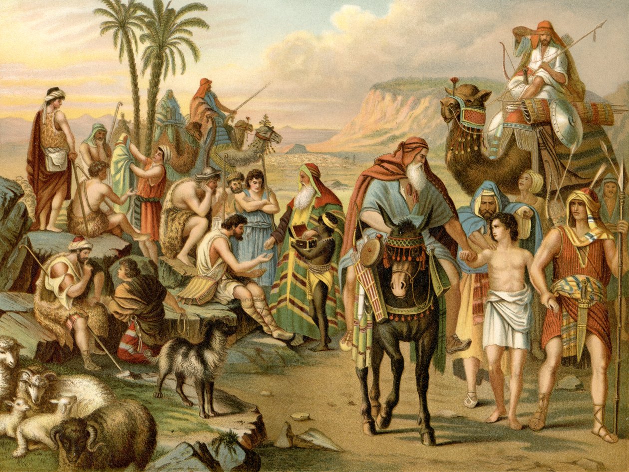 Joseph é vendido por seus irmãos (lito a cores) de Wilhelm Ebbinghaus