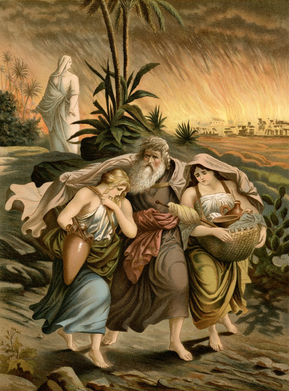Lot foge de Sodoma (lito colorido) de Wilhelm Ebbinghaus