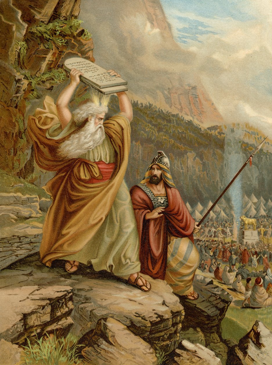 Moisés destruindo as Tábuas da Lei (lito colorido) de Wilhelm Ebbinghaus