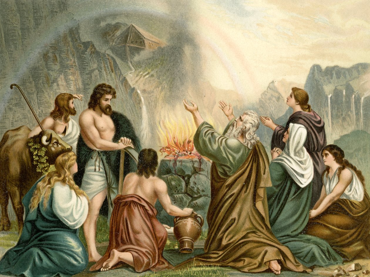 Oferenda de Graças de Noé (lito colorido) de Wilhelm Ebbinghaus