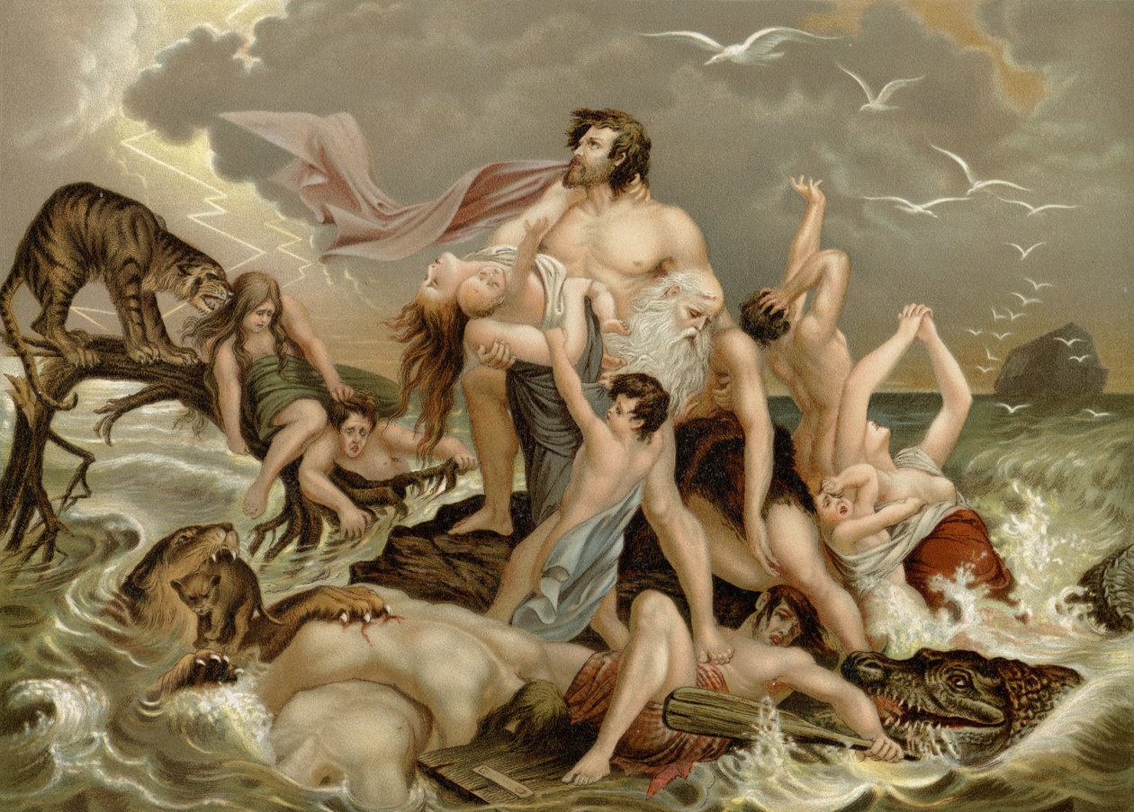 O Dilúvio (lito colorido) de Wilhelm Ebbinghaus