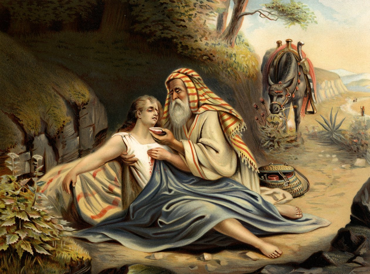 O Bom Samaritano (lito colorido) de Wilhelm Ebbinghaus