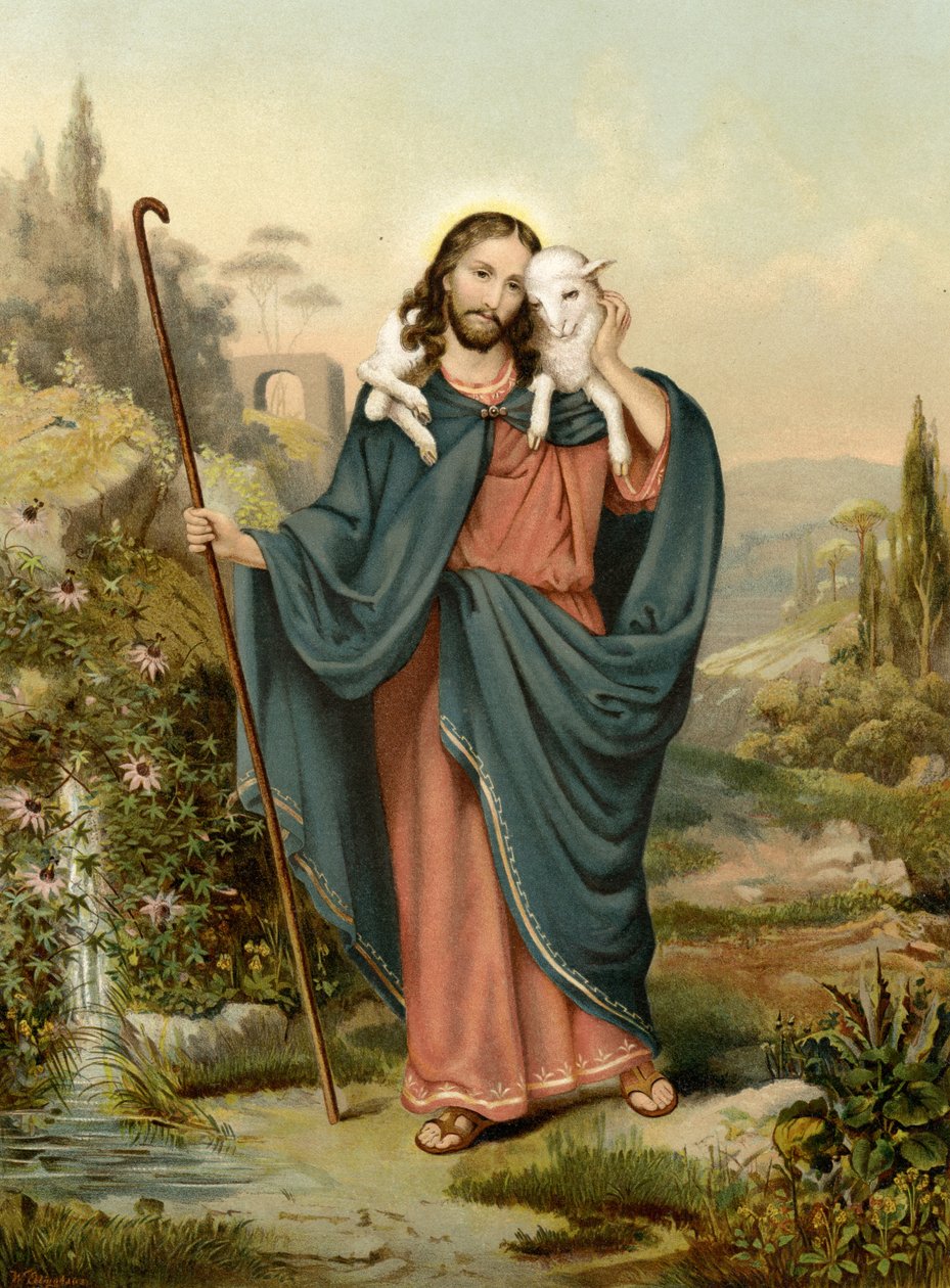 O Bom Pastor (cor litho) de Wilhelm Ebbinghaus
