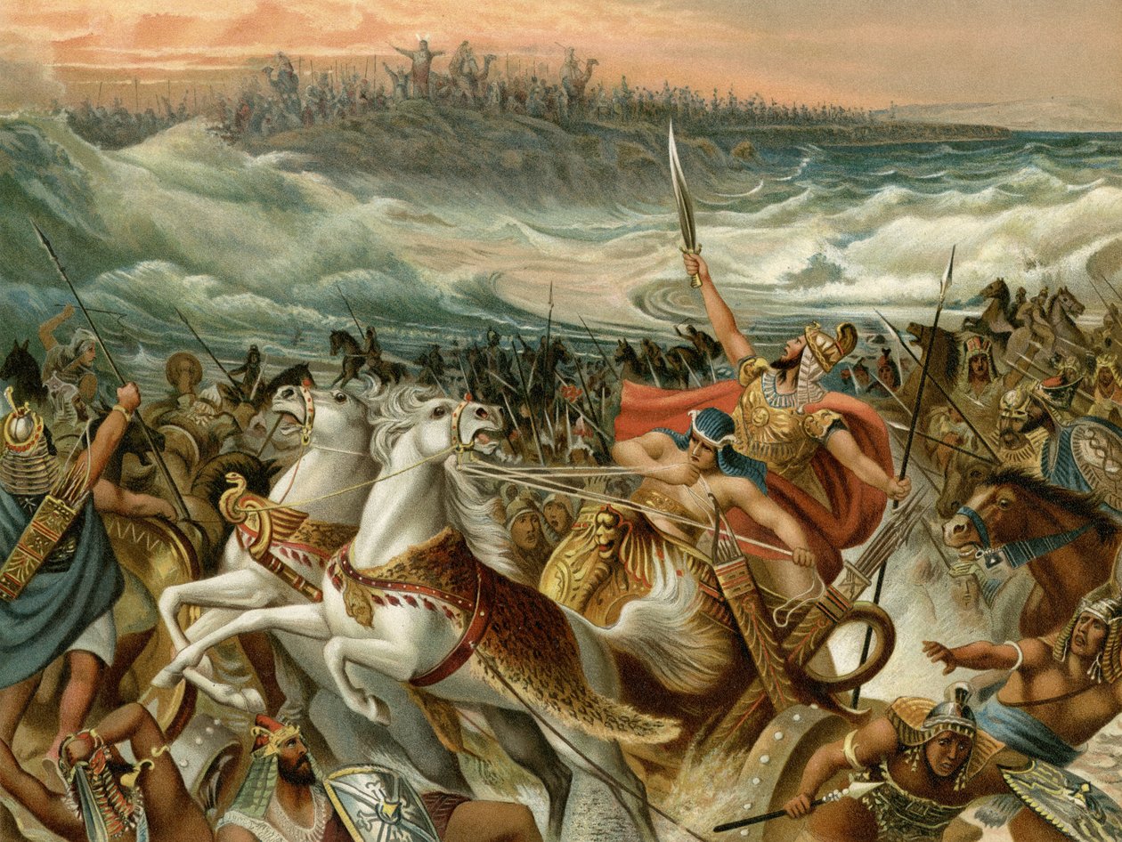 Os israelitas resgatam do Mar Vermelho (lito colorido) de Wilhelm Ebbinghaus