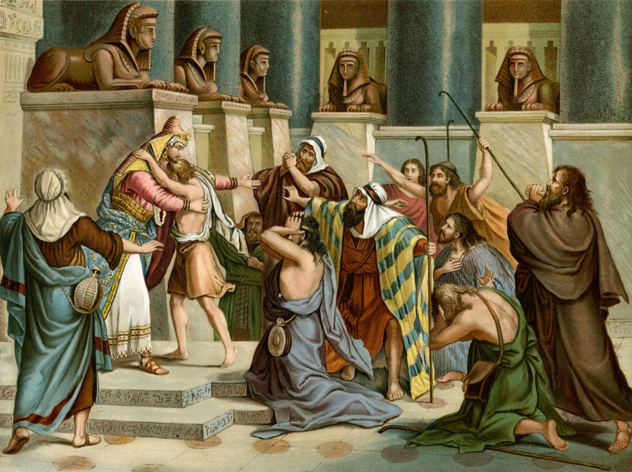O Reconhecimento de José (cor litho) de Wilhelm Ebbinghaus