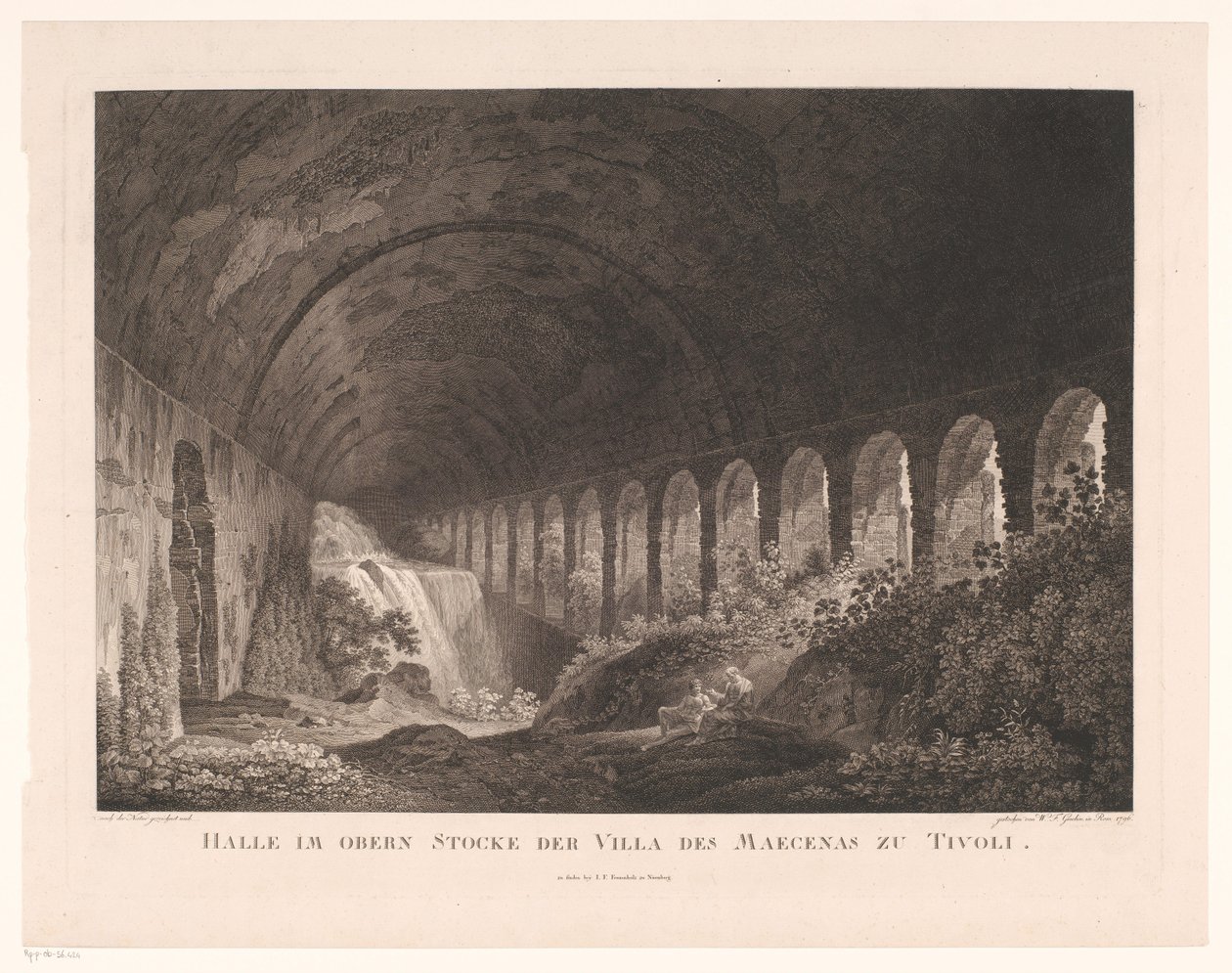 Vista para os estábulos de Villa Maecenas em Tivoli
Halle im obern Stocke der Villa des Maecenas zu Tivoli (título sobre o objecto) de Wilhelm Friedrich Gmelin