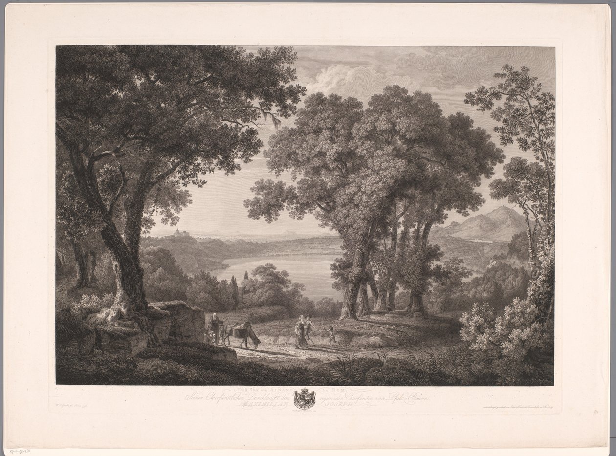 Vista do Lago Albano perto de Roma Der See von Albano dei Rom (título no objeto) de Wilhelm Friedrich Gmelin
