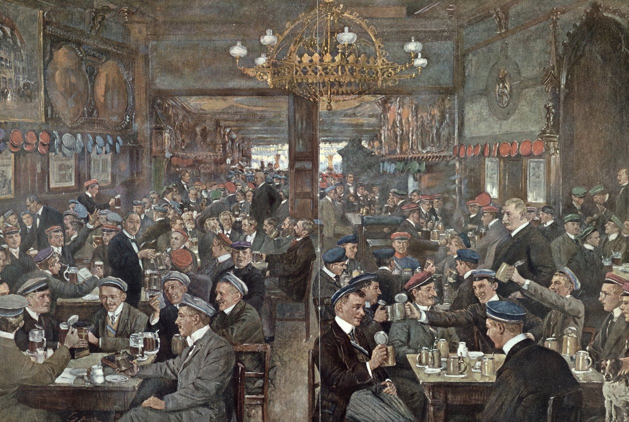 A Brasserie de Estudantes do Thuringer Hof em Leipzig, c.1900 de Wilhelm Gause