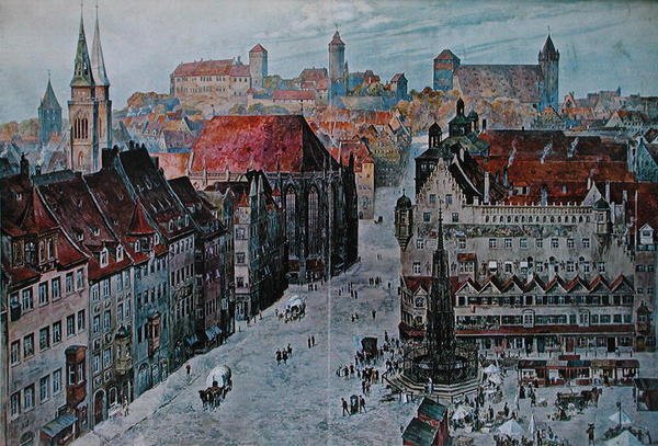 O Mercado Principal, Nuremberga de Wilhelm Georg (after) Ritter
