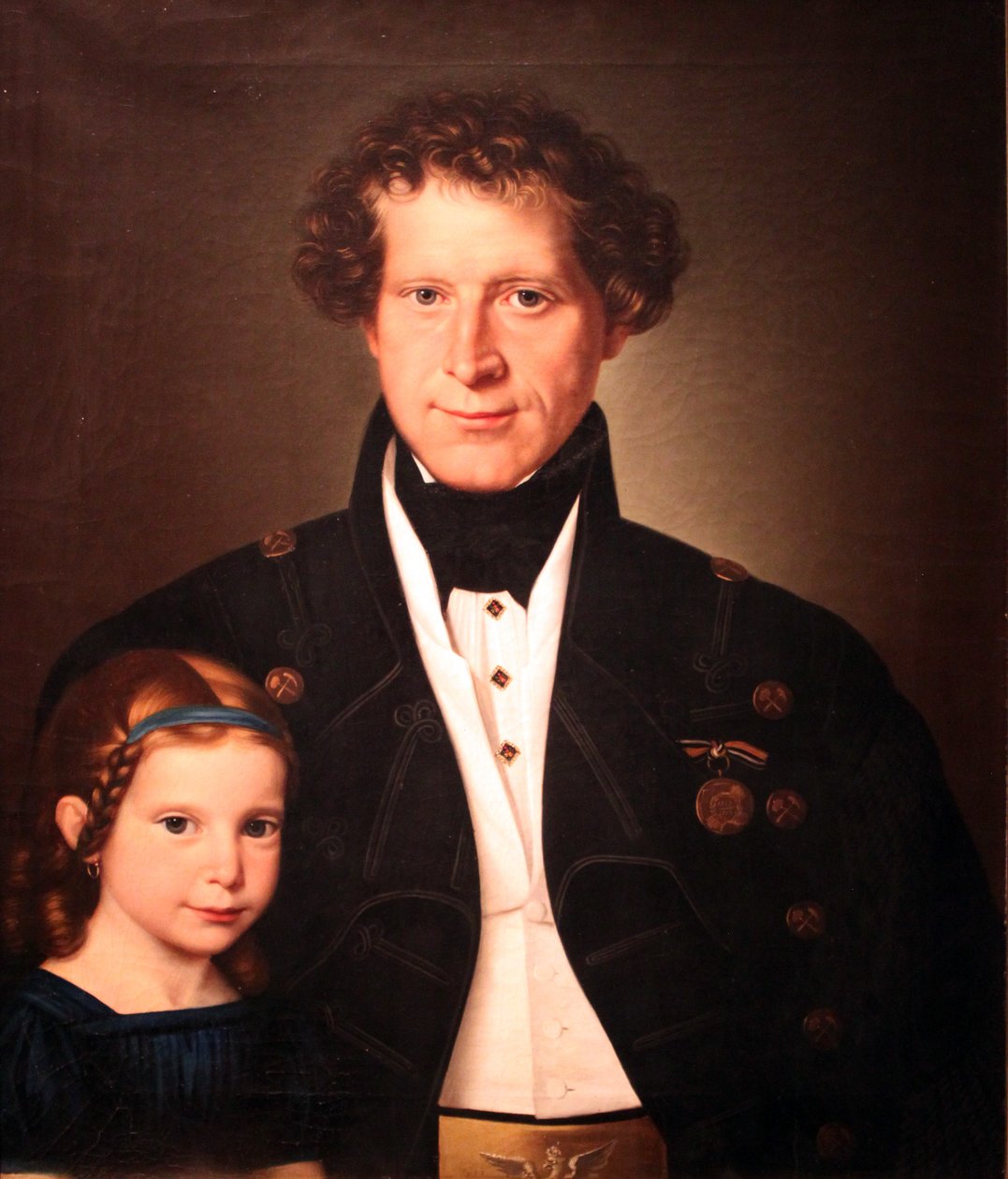 O mestre de fundição Ferdinand Zimmermann com a sua filha Marie} de Wilhelm Gottfried Bauer