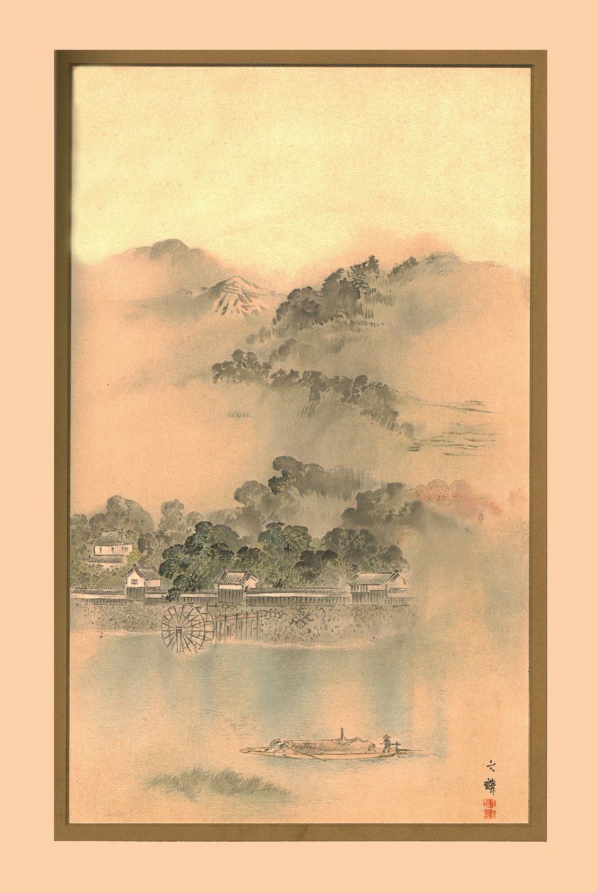 Uma manhã de primavera no rio Yodo, c1870, 1886 de Wilhelm Greve