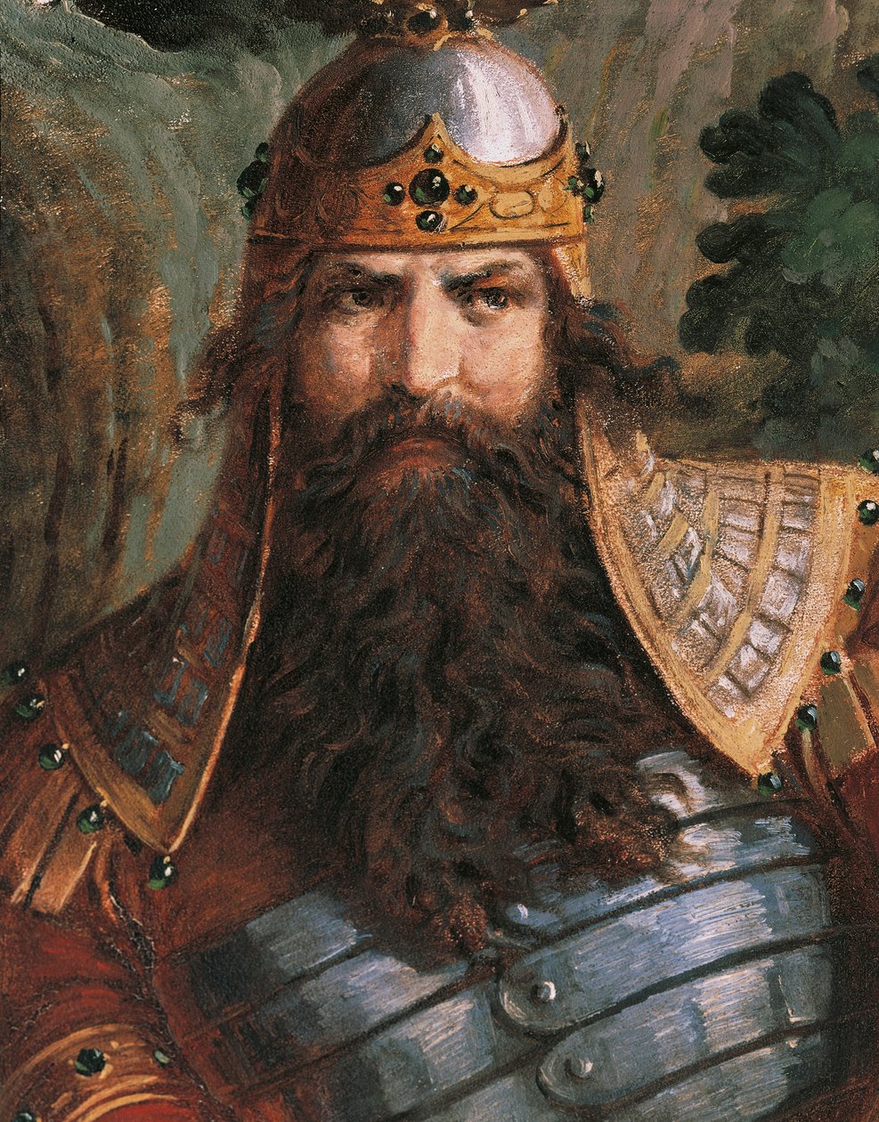 Gunther, Rei de Borgonha, c.1882-83 (mural) de Wilhelm Hauschild