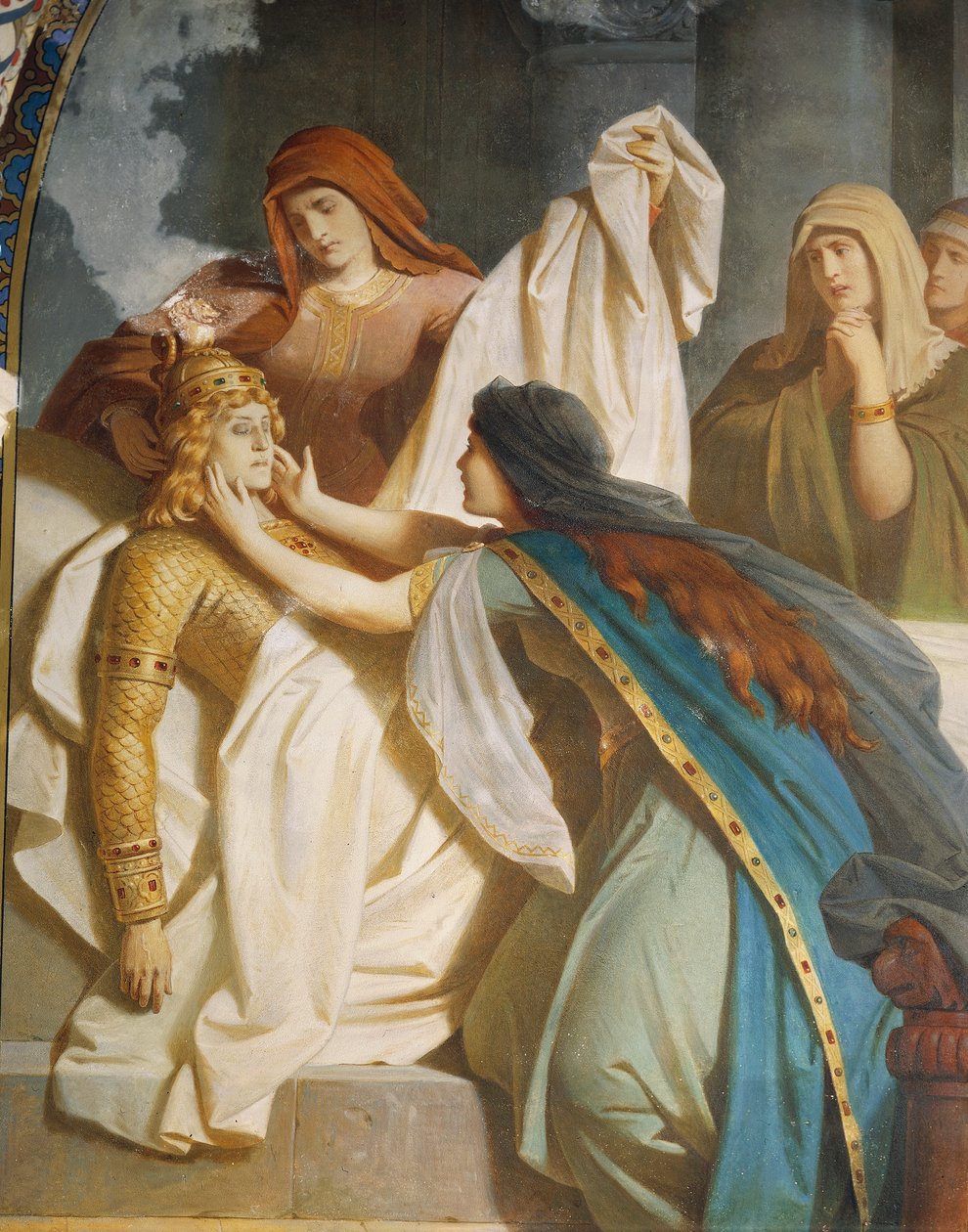 A morte de Sigurd, da Saga Sigurd, Hall Inferior, c.1882-83 (mural) de Wilhelm Hauschild