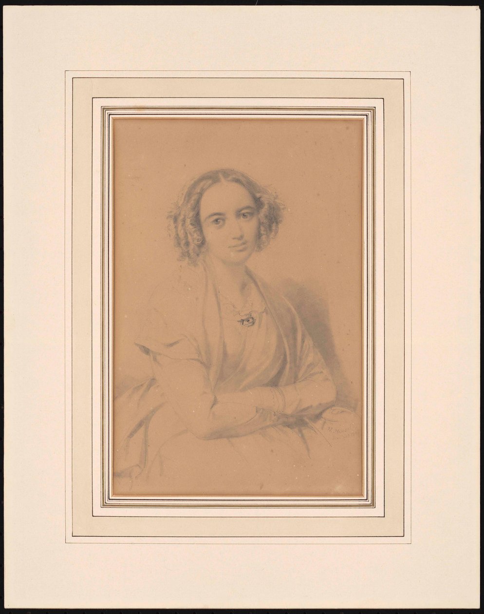Retrato do compositor Fanny Hensel née Mendelssohn 1805-1847, 1847. de Wilhelm Hensel