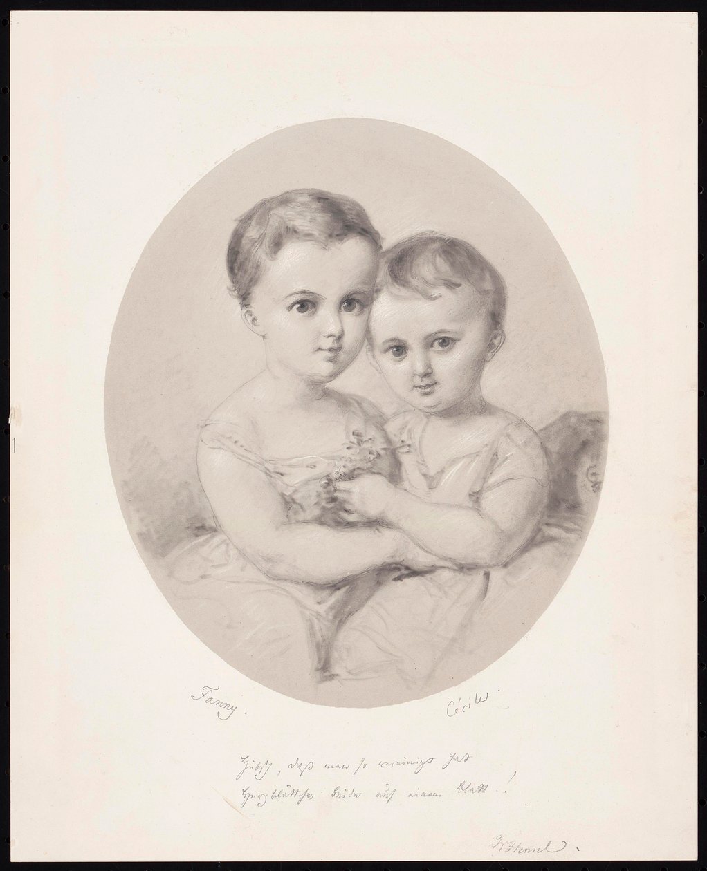 As netas Fanny e Cécile Hensel, ca 1860. de Wilhelm Hensel