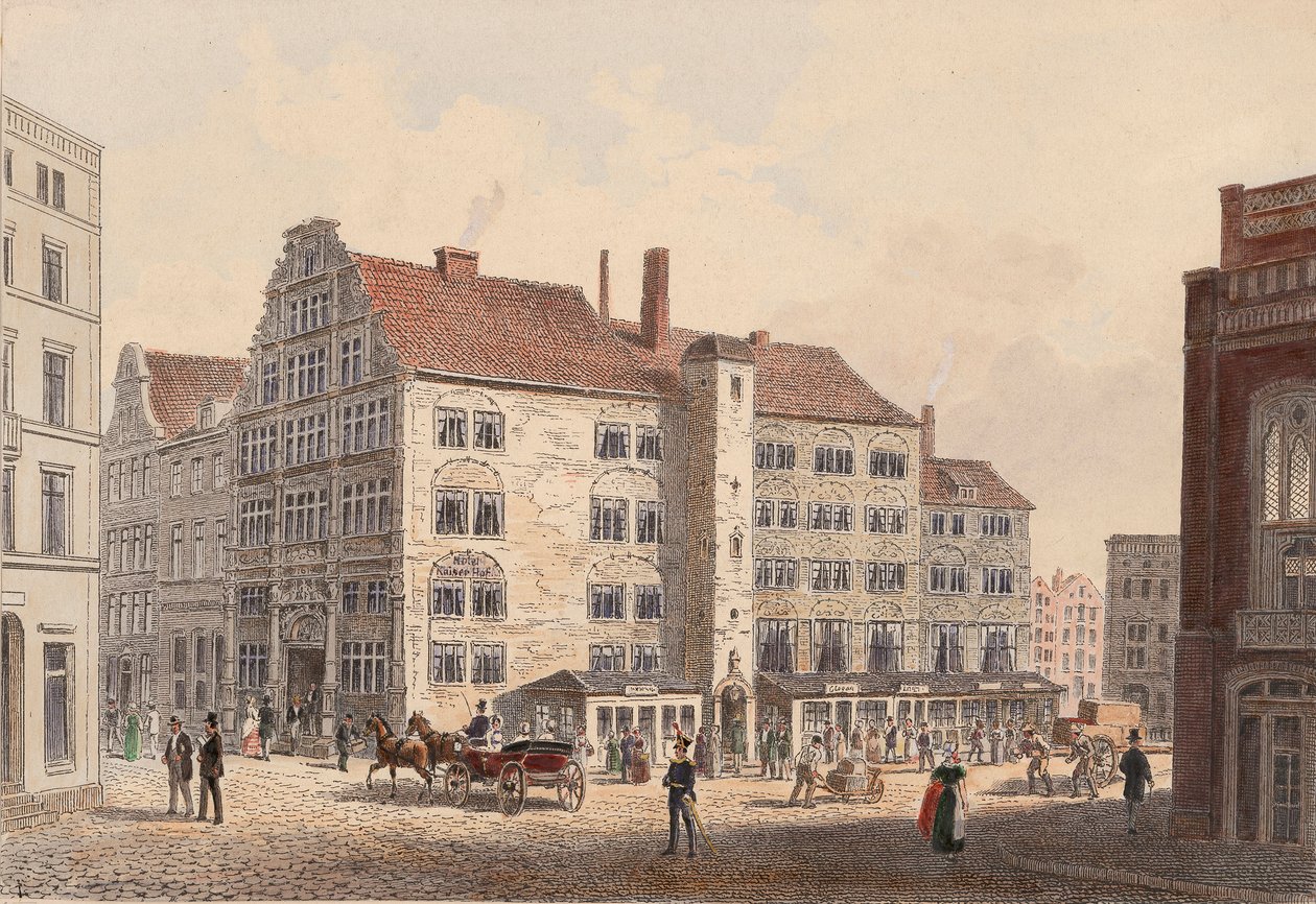 Hamburgo 1845 kaiserhof vista lateral do hotel de WIlhelm Heuer