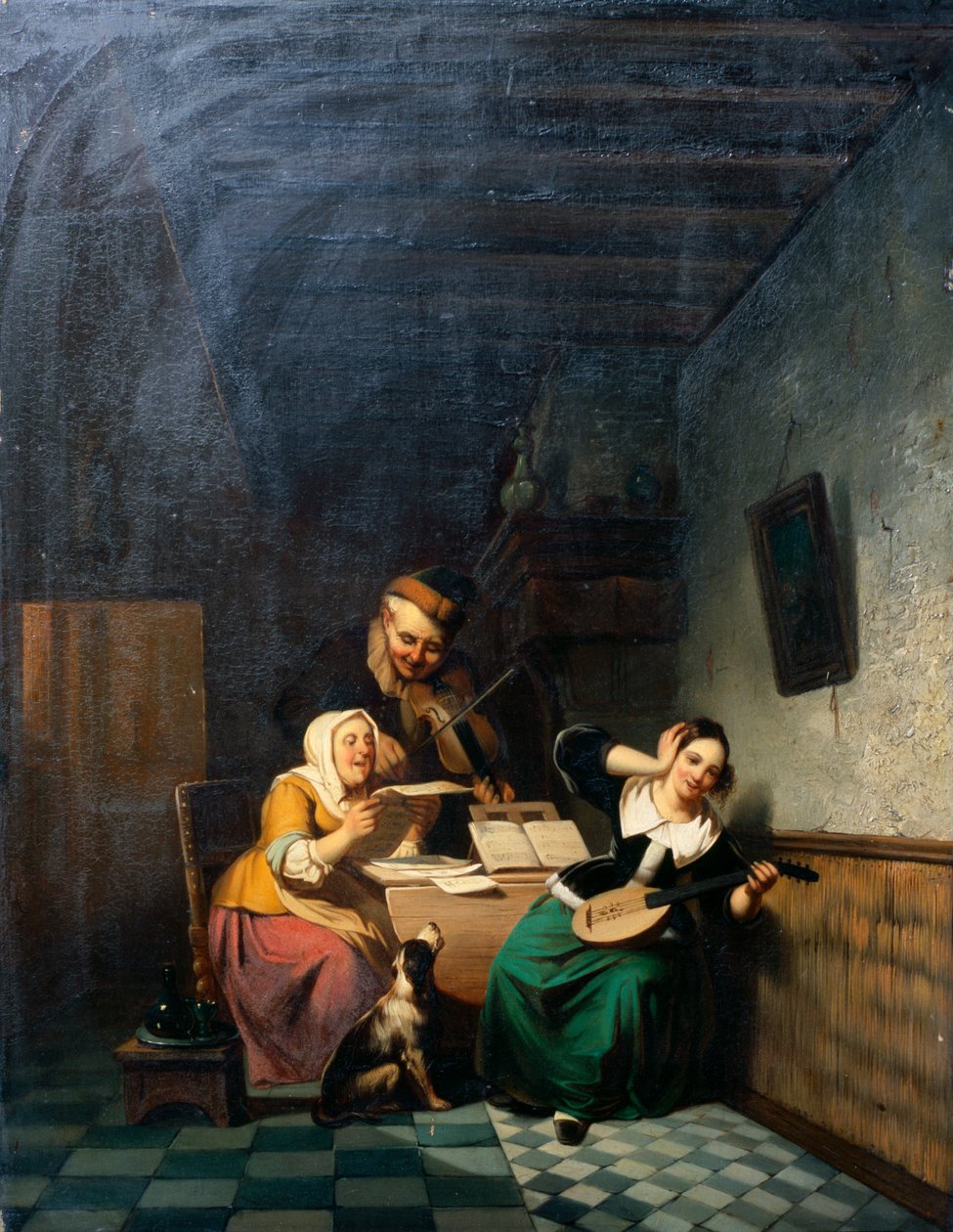 Uma festa musical (óleo sobre tela) de Wilhelm J. Schumann