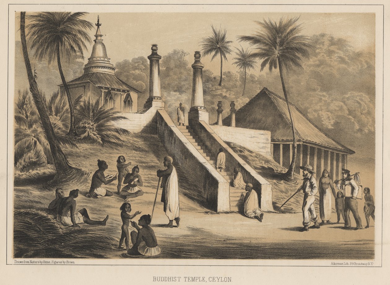 Templo budista, Ceilão, 1855 de Wilhelm Joseph Heine