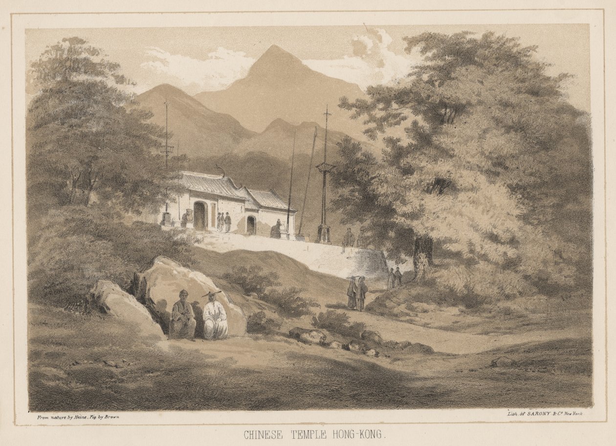 Templo chinês, Hong Kong, 1855 de Wilhelm Joseph Heine