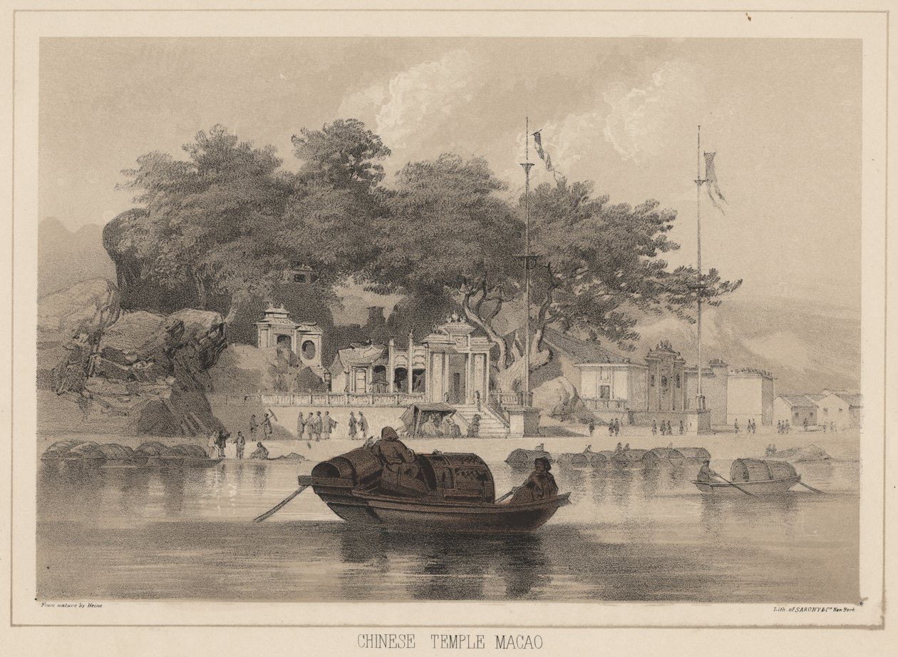 Templo Chinês, Macau, 1855 de Wilhelm Joseph Heine