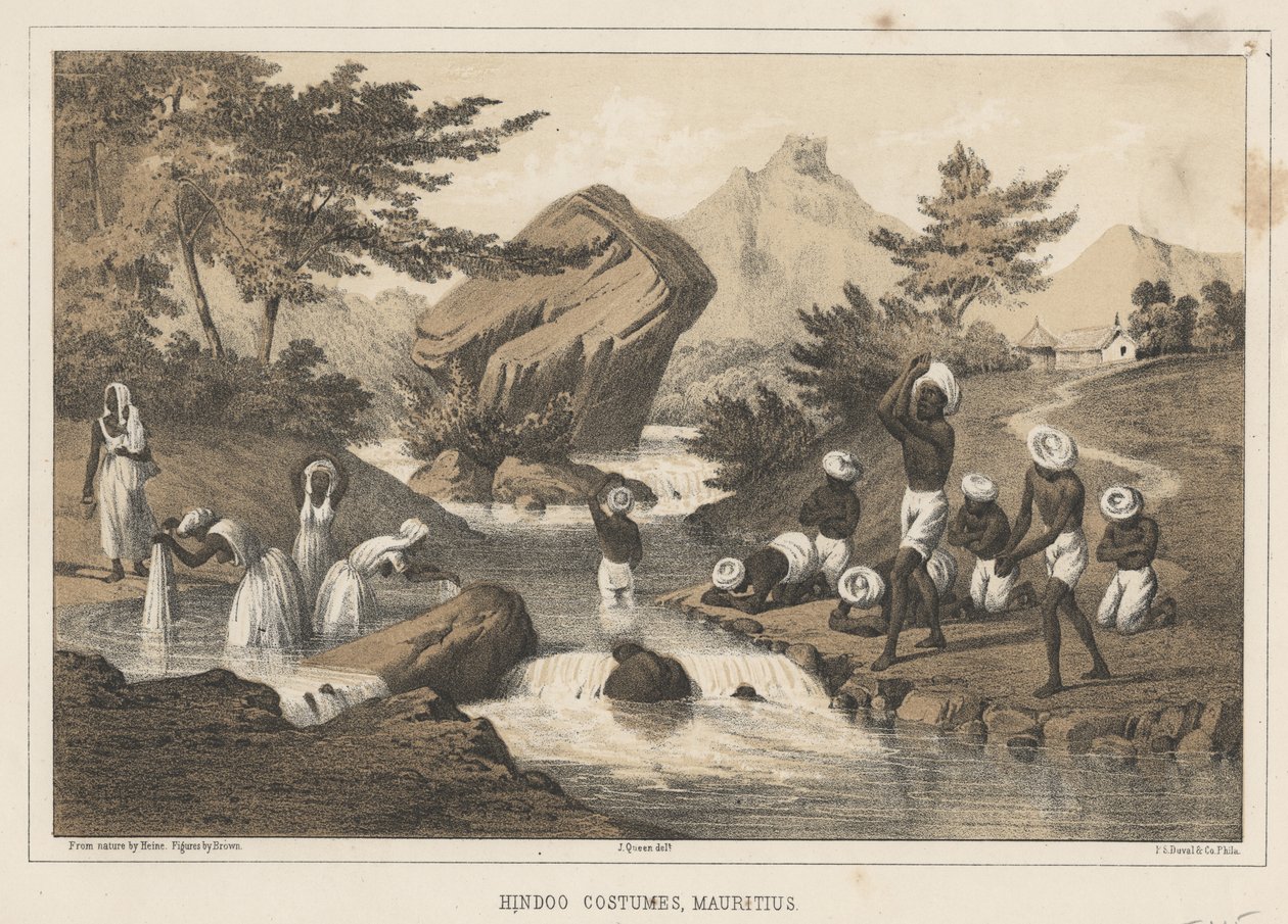 Trajes de Hindoo, Maurício, 1855 de Wilhelm Joseph Heine