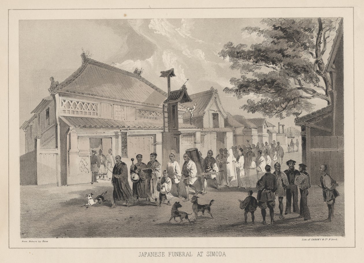 Funeral japonês em Simoda, 1855 de Wilhelm Joseph Heine